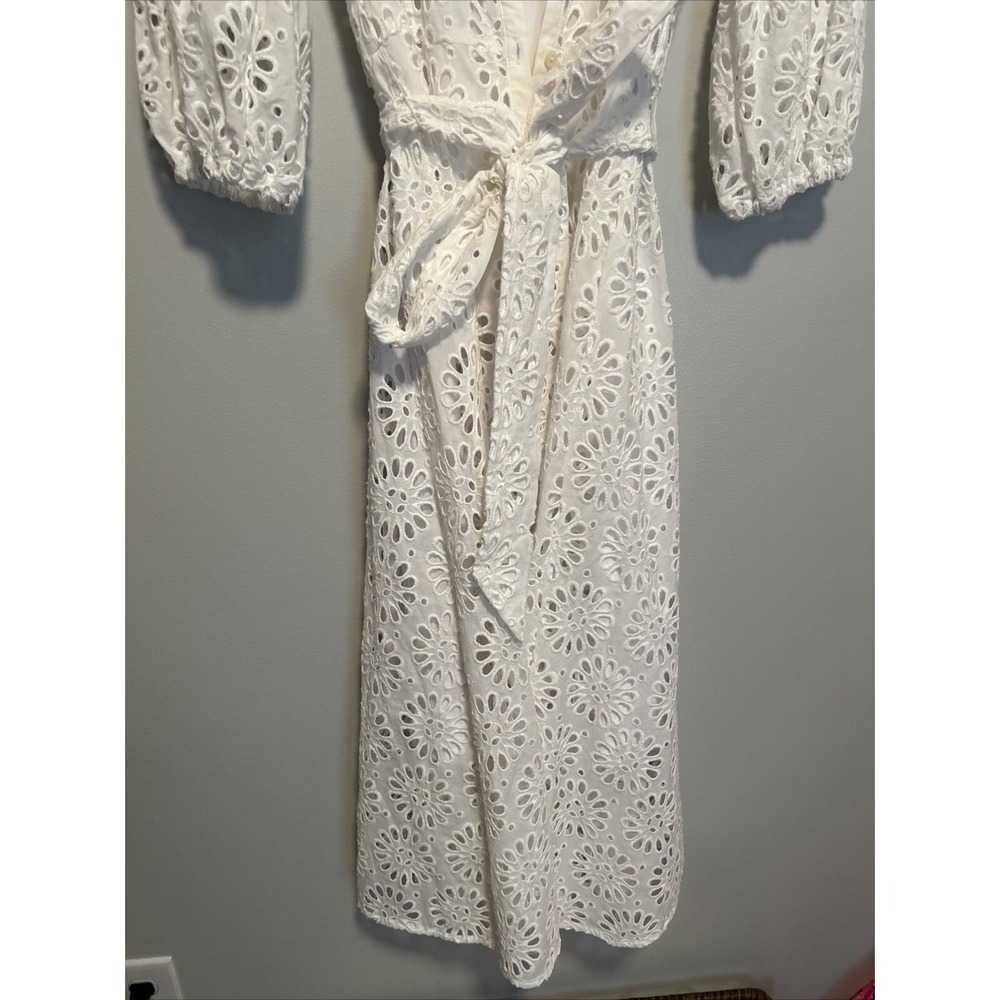 Lilly Pulitzer DRESS MIALYNN MIDI EYELET SHIRT White Pinwheel Size 6 - Picture 3 of 7